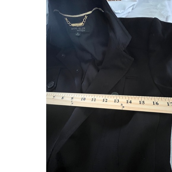 Anne Klein Collection Belted Safari Blazer Black Rayn Cotton Jacket Women 8 NWOT - Picture 13 of 16